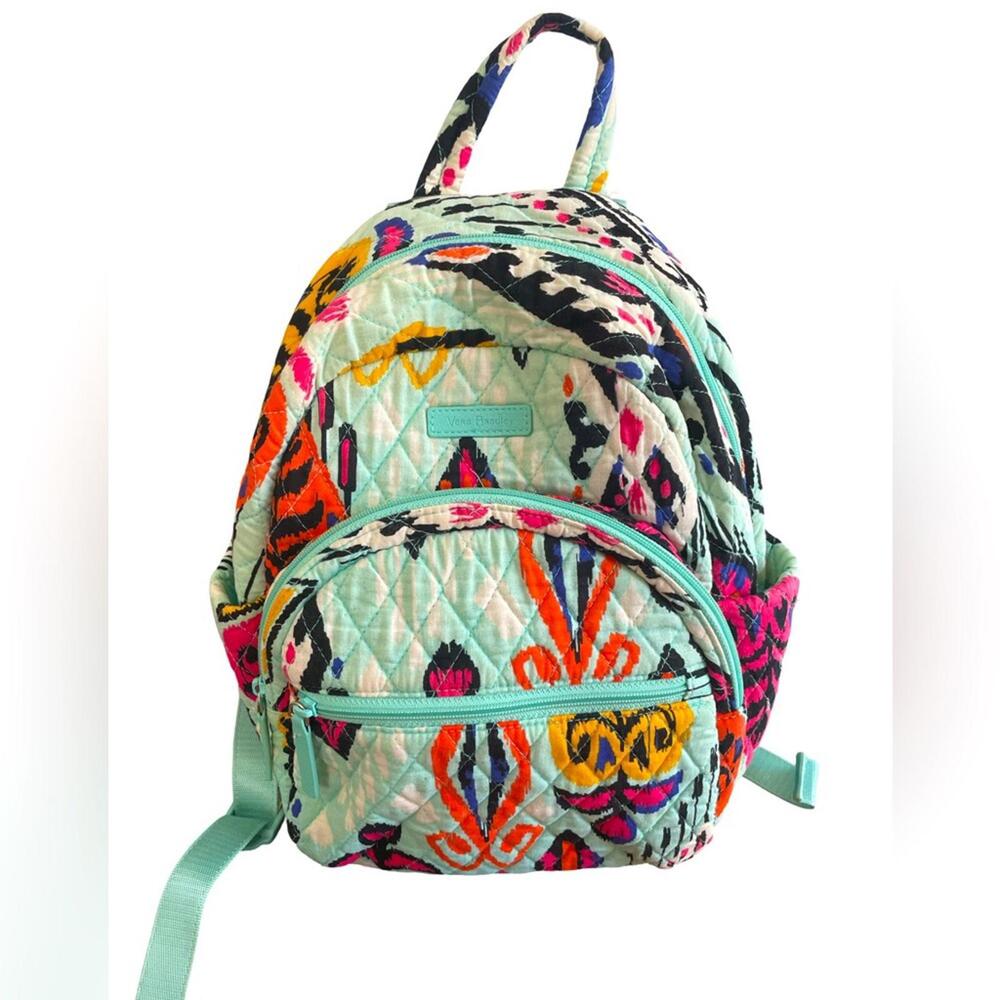 Vera Bradley Mini Turquoise Quilted Cotton Backpack 13"
